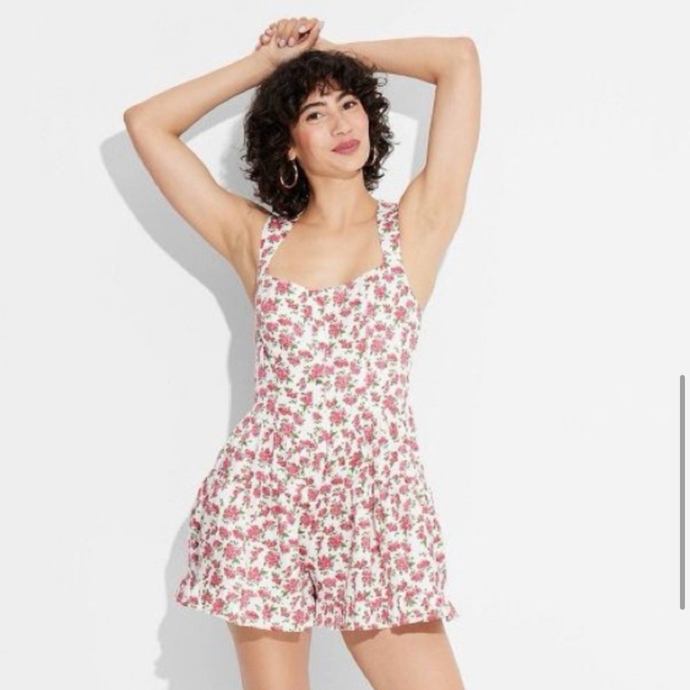 Wild Fable Pink and Green Floral Romper